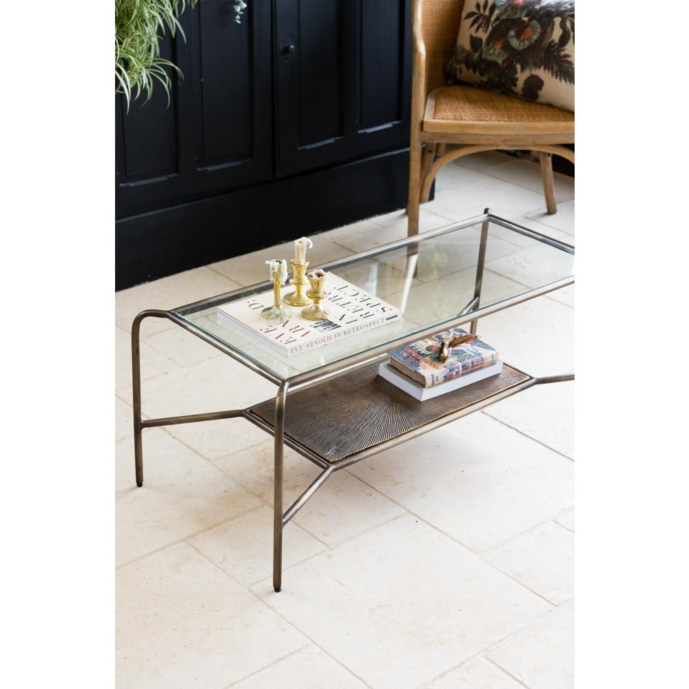 Henry Antique Brass & Glass Coffee Table