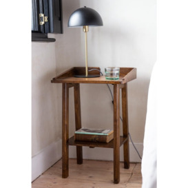 Dark Mango Wood Bedside Table With Cable Gap - thumbnail 1