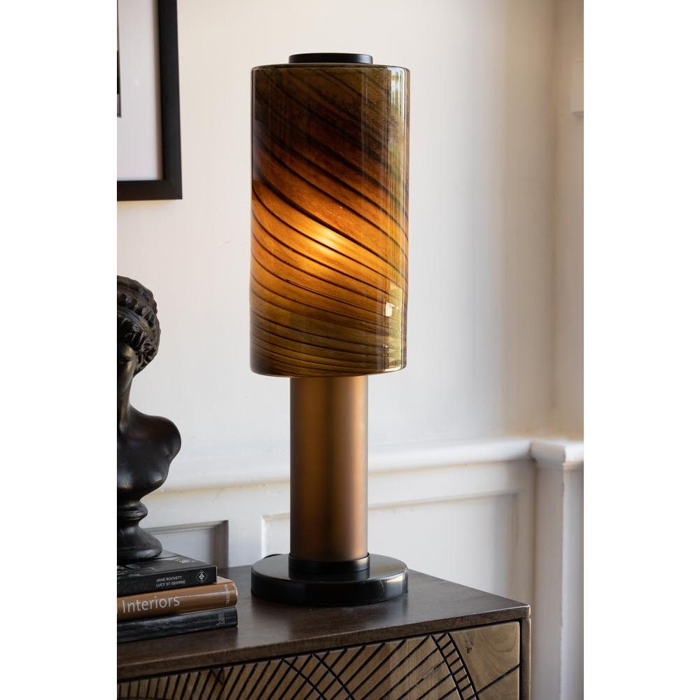 Mahogany Brown Marble Table Lamp