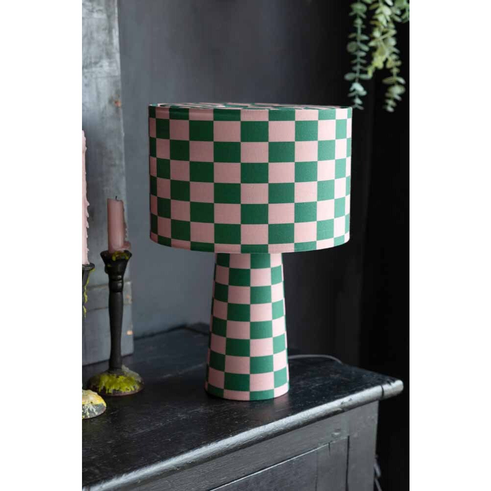 Pink & Green Checkerboard Table Lamp