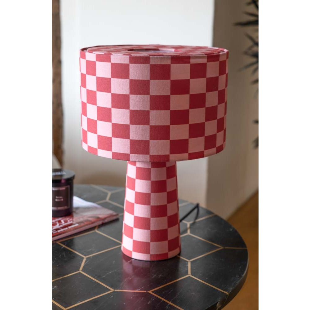 Pink & Raspberry Red Checkerboard Table Lamp