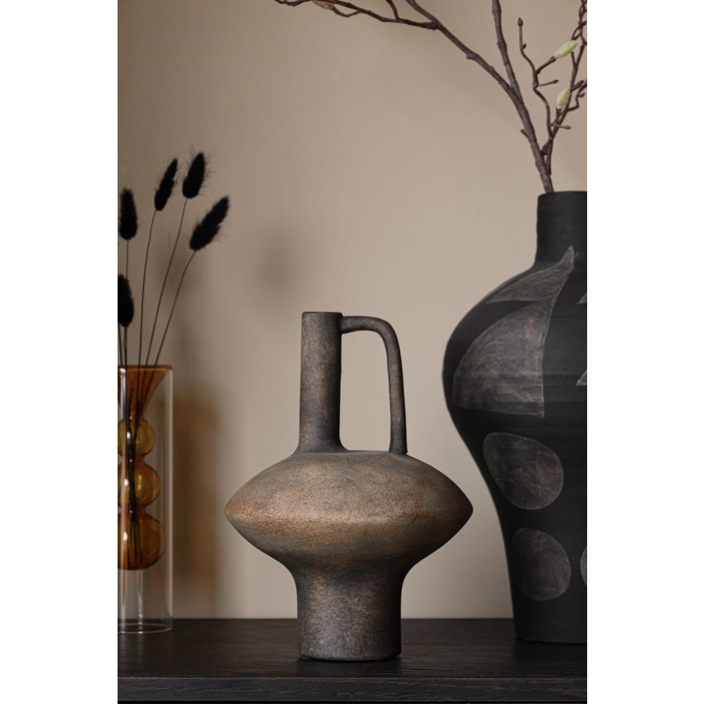 Black Distressed Ornamental Vase With Handle - image 1