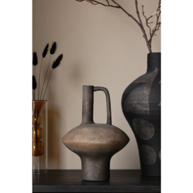 Black Distressed Ornamental Vase With Handle - thumbnail 1
