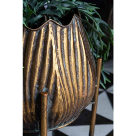 Gold Scallop Planter On Stand - thumbnail 2