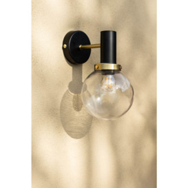 Black & Brass Glass Outdoor Wall Light