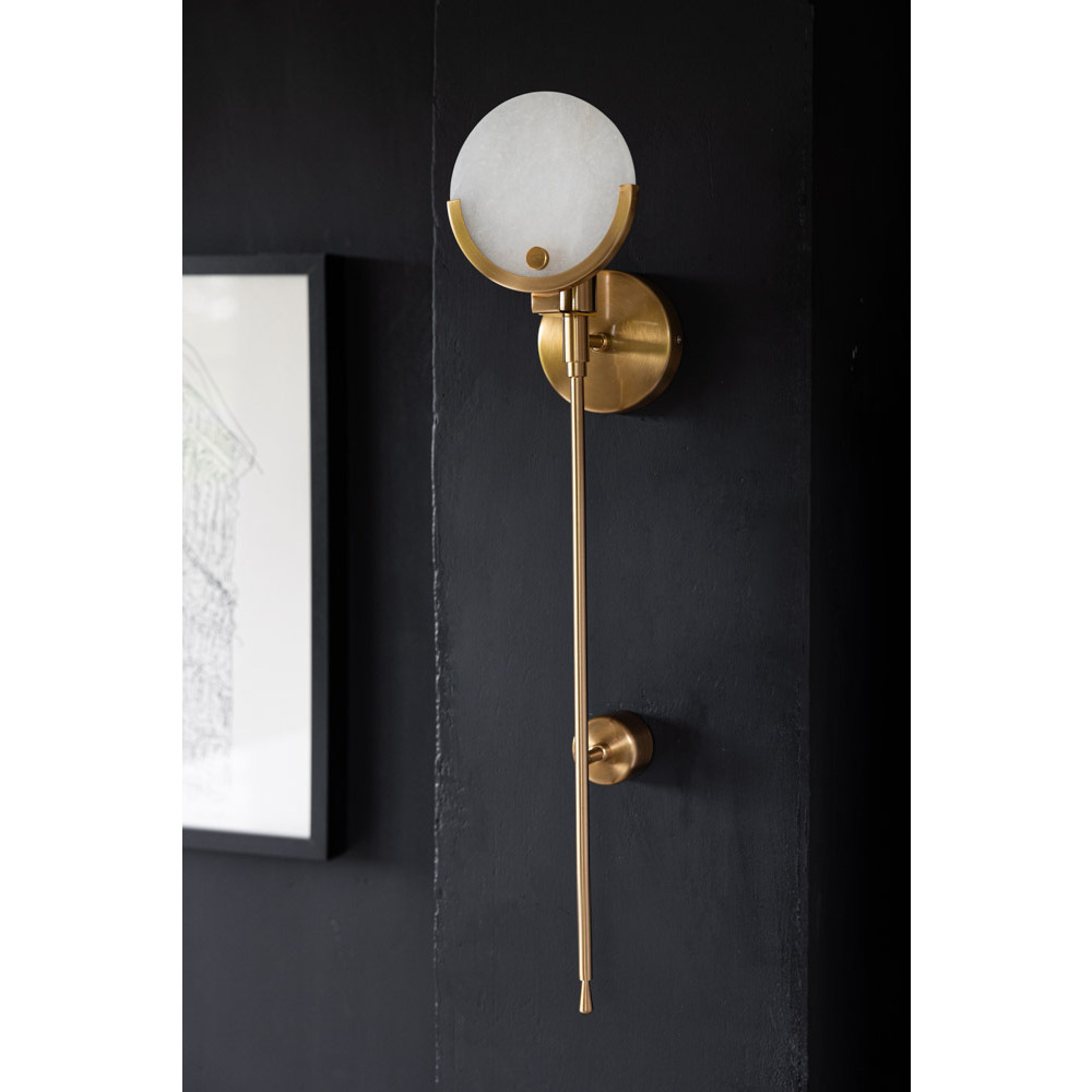 Marble Disc & Brass Wall Light - image 1