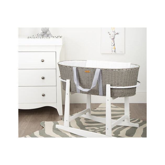 Moses Basket in Grey with Mattress