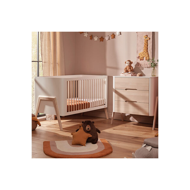 Torsten 2 Piece Nursery Set- Cot Bed & 3 Drawer Chest White / Natural