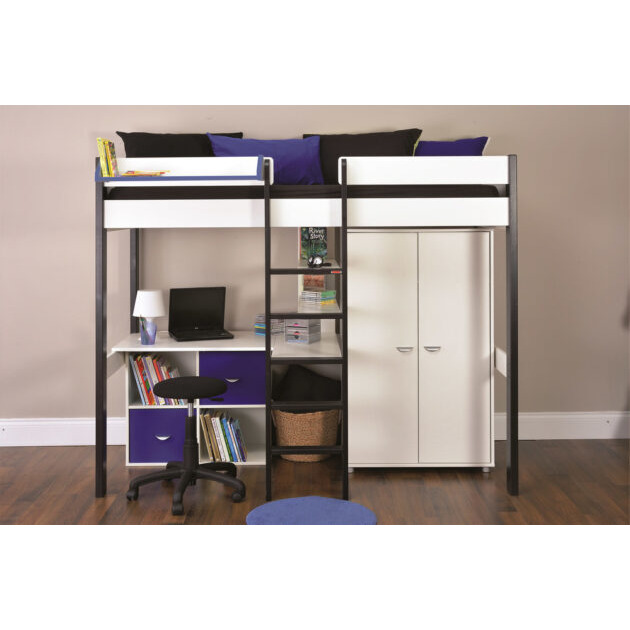 Stompa Uno 7A High Sleeper Bed with Desk, Wardrobe & Storage Unit