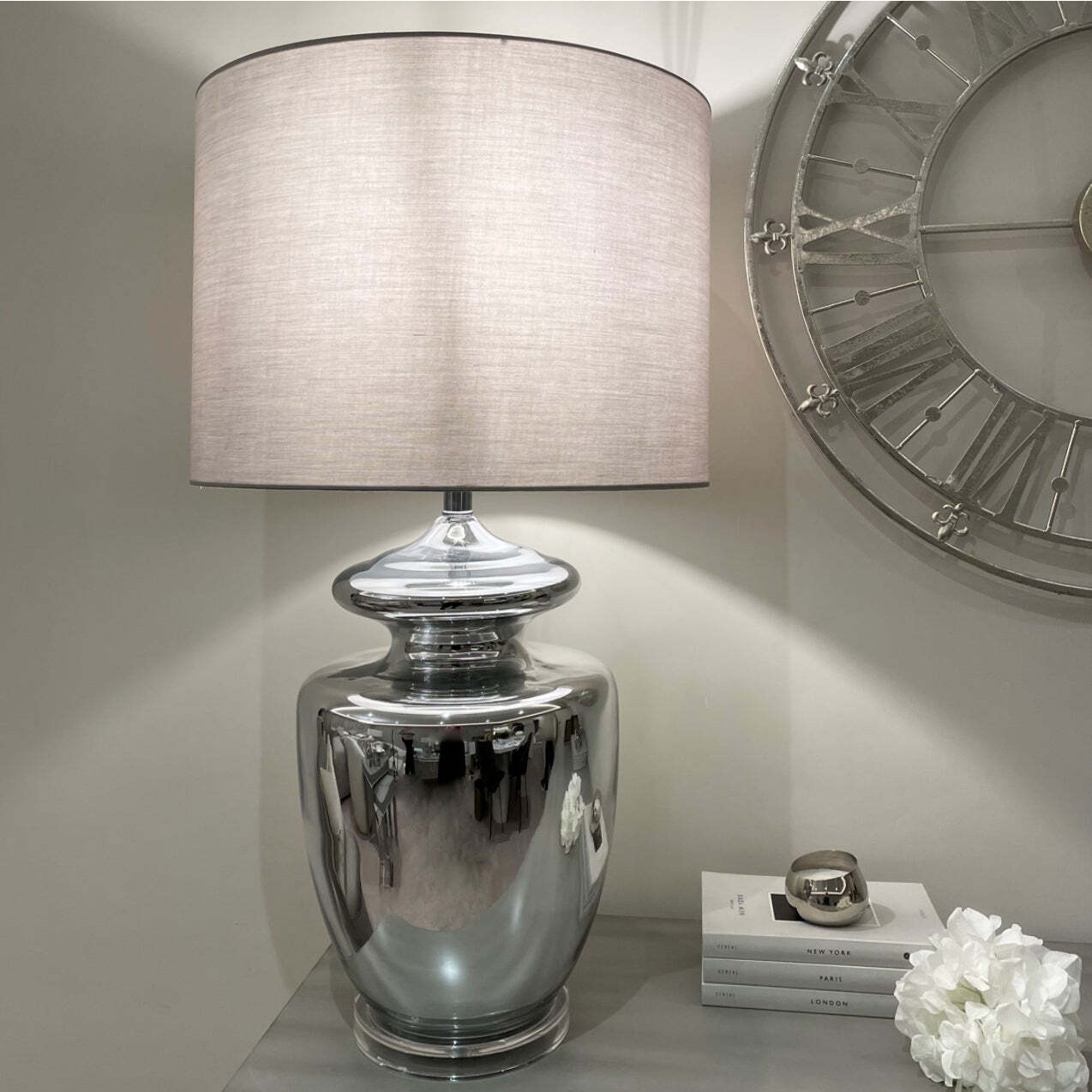 Yasmin Large Silver Table Lamp