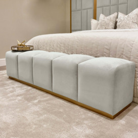 Venus Grey & Gold Premium Upholstered Bench, Double