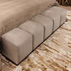 Dove Grey Luxury Velvet Upholstered Bench, Super King