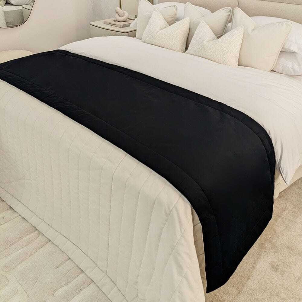 Ari Black Velvet Bed Runner