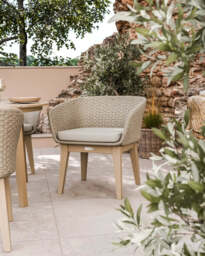 Roma 4 Seater Round Sunray with Terrazzo Insert Dining Set with Eden Dawn Chairs - thumbnail 2