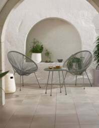 Monaco 2 Seater Egg Chair Bistro Set - Grey - thumbnail 1