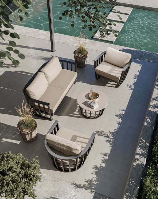 LUCCA 5-Seater Black Aluminium Lounging Set with Coffee Table - image 1