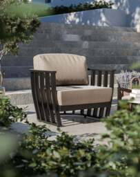 LUCCA 5-Seater Black Aluminium Lounging Set with Coffee Table - thumbnail 3