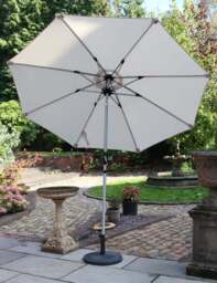 Crank and Tilt LED Strip Parasol - Ivory - thumbnail 1