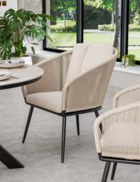 Bali 4 Seater Round Ceramic Glass Dining Set with Bali Rope Chairs - thumbnail 2