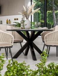 Bali 4 Seater Round Ceramic Glass Dining Set with Bali Rope Chairs - thumbnail 3