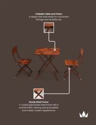 Venice 2 Seater Folding Bistro Set in Cayenne Orange - thumbnail 4