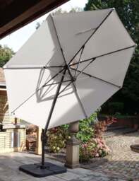 Deluxe Round Solar LED Cantilever Parasol - Ivory