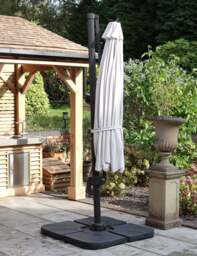 Deluxe Round Solar LED Cantilever Parasol - Ivory - thumbnail 2