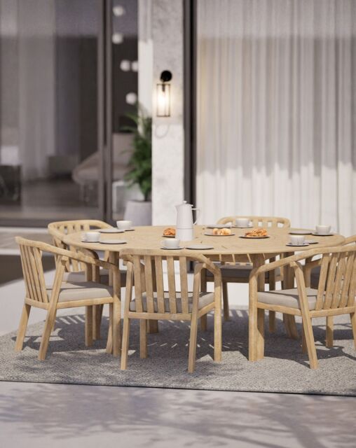 MARIS 6-Seater Round Dining Set with Wooden Lazy Susan - image 1