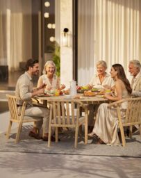 MARIS 6-Seater Round Dining Set with Wooden Lazy Susan - thumbnail 4