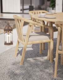 MARIS 6-Seater Round Dining Set with Wooden Lazy Susan - thumbnail 3