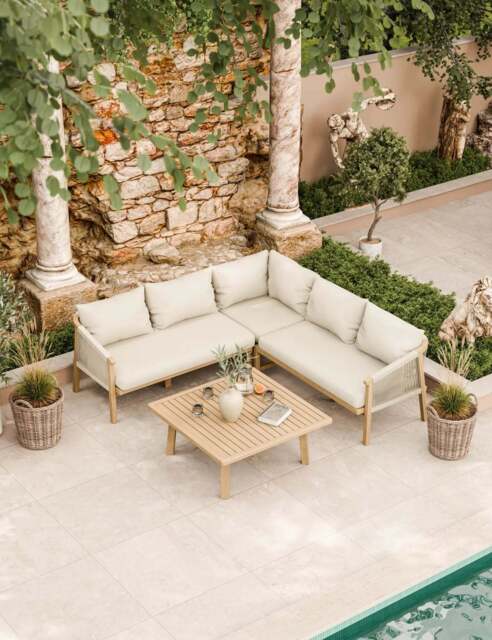 Roma 5 Seater Corner Lounge Set with 90cm Square Coffee Table - image 1