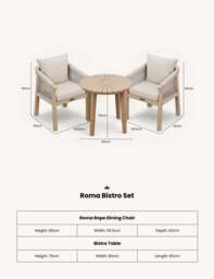 Roma 2 Seater Round Sunray Bistro Set with Roma Dining Chairs - thumbnail 4