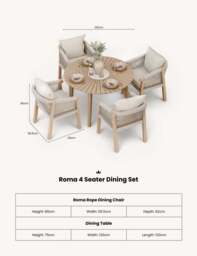Roma 4 Seater Round Sunray with Terrazzo Insert Dining Set with Roma Dining Chairs - thumbnail 4