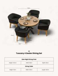 Tuscany 4 Seater Round Dining Set with Eden Night Dining Chairs - thumbnail 6