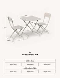 Venice 2 Seater Folding Bistro Set in Cashmere - thumbnail 4