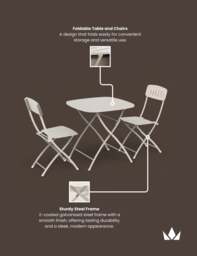 Venice 2 Seater Folding Bistro Set in Cashmere - thumbnail 3