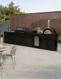 Luxe Outdoor Kitchen 7 Burner with Sink, Pizza Oven and Fridge