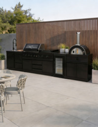 Luxe Outdoor Kitchen 7 Burner with Sink, Pizza Oven and Fridge