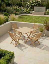 London 4 Seater Square Folding Set with London Folding Armchairs - thumbnail 1