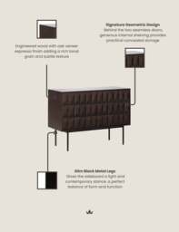 ROKA Dark Wood Geometric 2-Door Sideboard - thumbnail 3