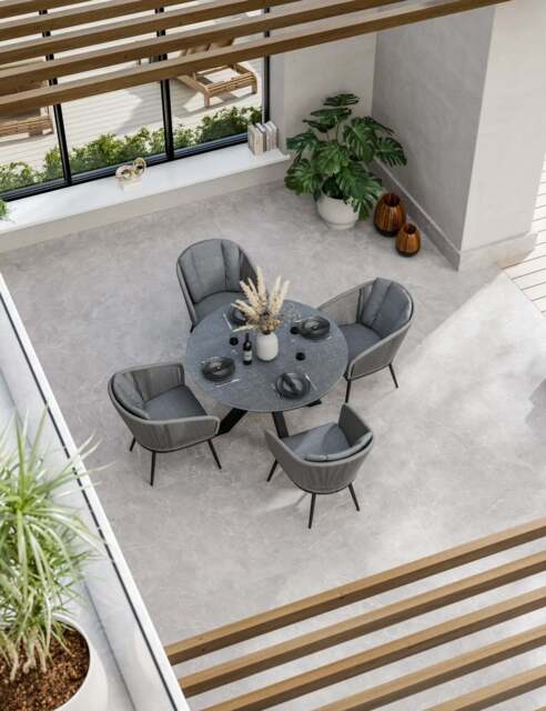 Aspen 4 Seater Round Ceramic Glass Dining Set with Aspen Rope Chairs - image 1