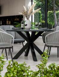 Aspen 4 Seater Round Ceramic Glass Dining Set with Aspen Rope Chairs - thumbnail 3