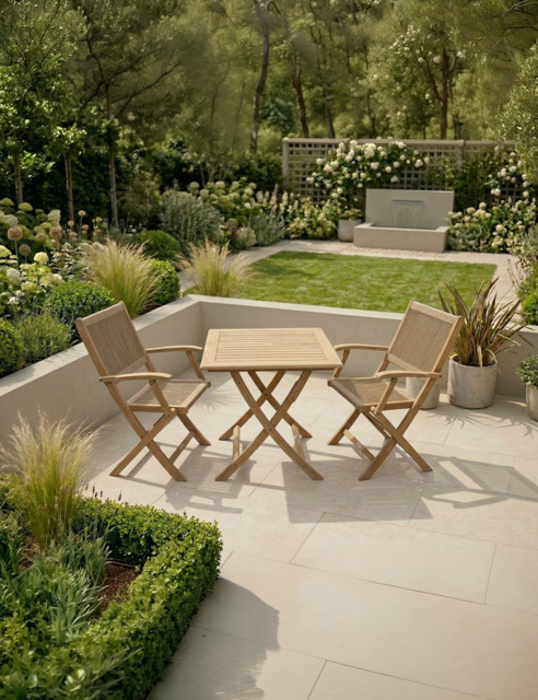 London 2 Seater Square Folding Bistro Set with London Rope Folding Armchairs - image 1