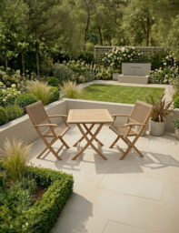 London 2 Seater Square Folding Bistro Set with London Rope Folding Armchairs - thumbnail 1