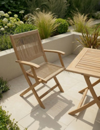 London 2 Seater Square Folding Bistro Set with London Rope Folding Armchairs - thumbnail 2