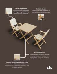 London 2 Seater Square Folding Bistro Set with London Rope Folding Armchairs - thumbnail 4