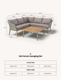 Sol 5 Seater Corner Lounge Set with Square Coffee Table - thumbnail 4