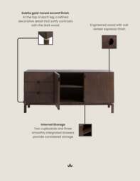 ARKA Dark Wood 2-Door, 3-Drawer Sideboard - thumbnail 4