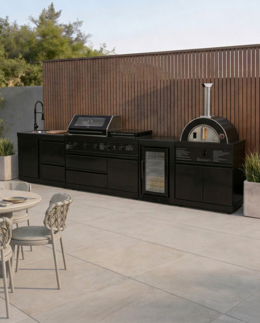Luxe Outdoor Kitchen 5 Burner with Sink, Pizza Oven and Fridge - image 1