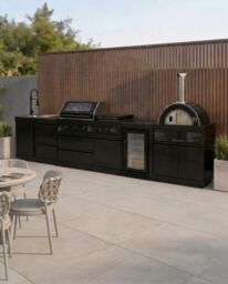 Luxe Outdoor Kitchen 5 Burner with Sink, Pizza Oven and Fridge